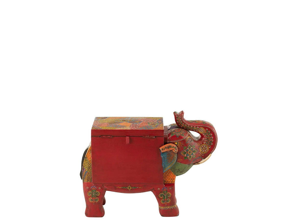 Coffre Éléphant en Bois "Delhi" 79cm Multicolore