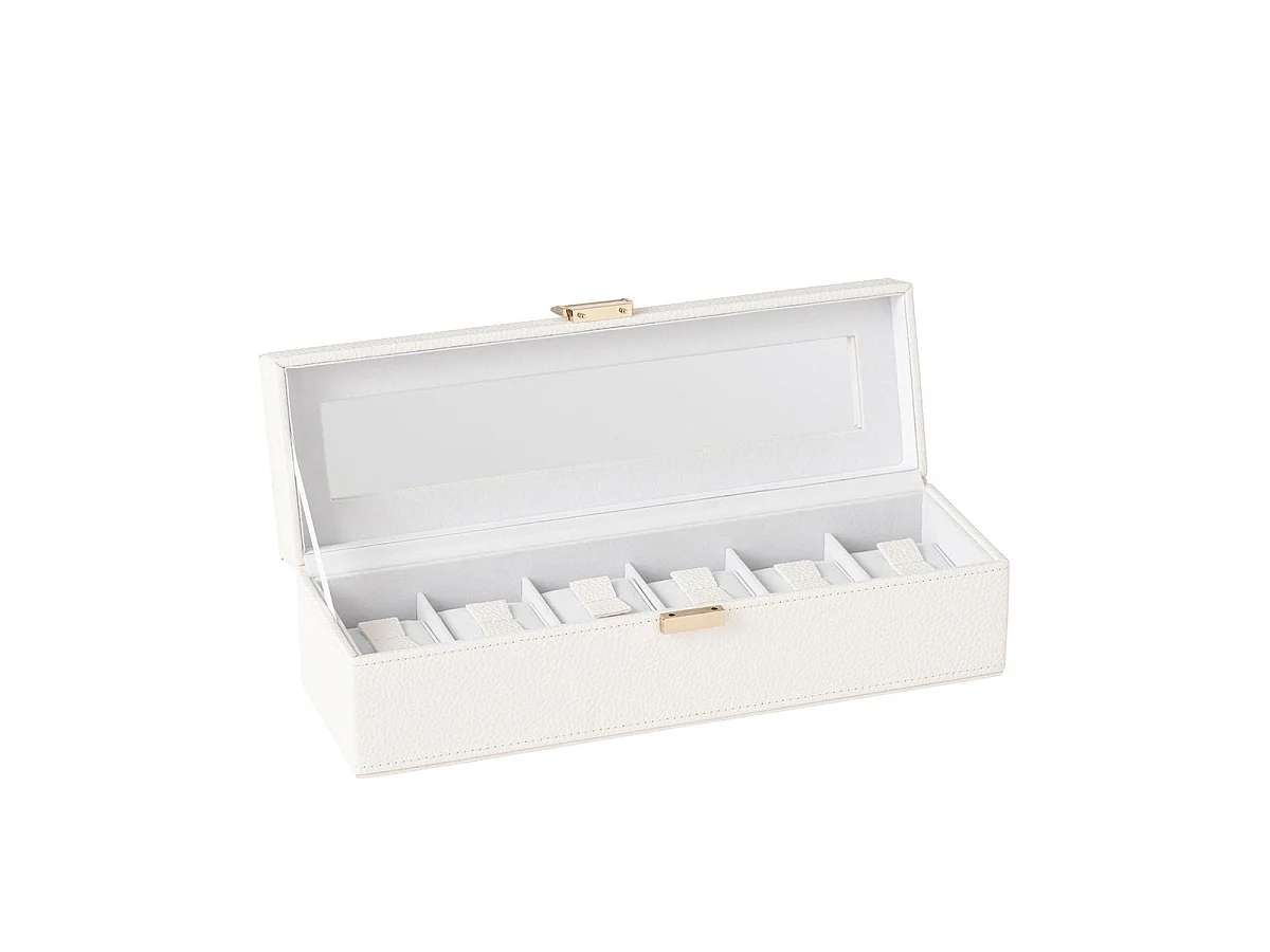 Boîte à Montres 6 Compartiments "Ericka" 34cm Blanc
