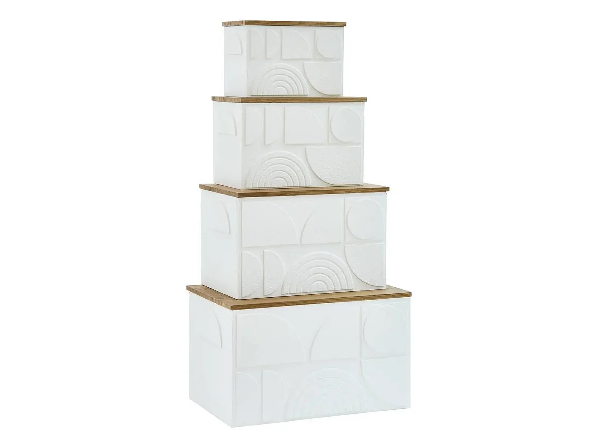 Lot de 4 Malles Design "Catalina" 54cm Blanc