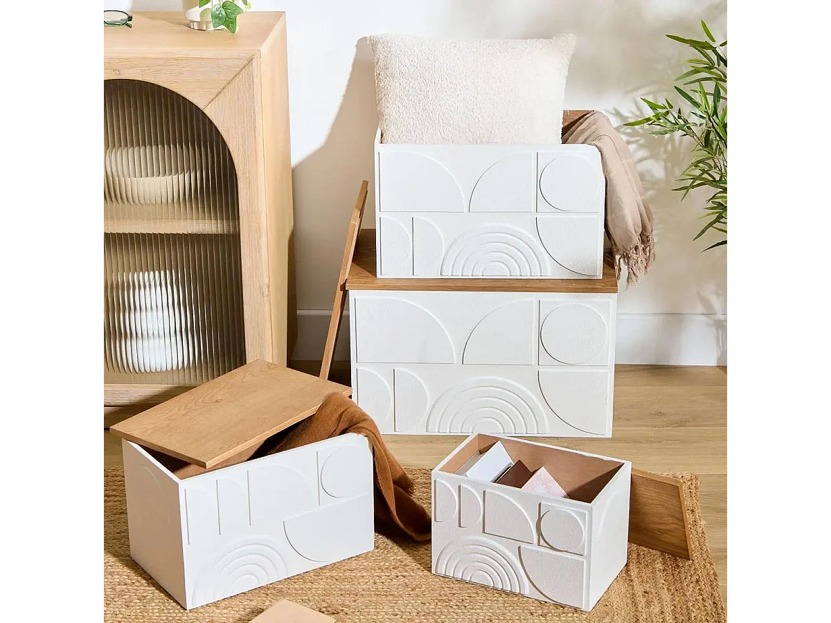 Lot de 4 Malles Design "Catalina" 54cm Blanc