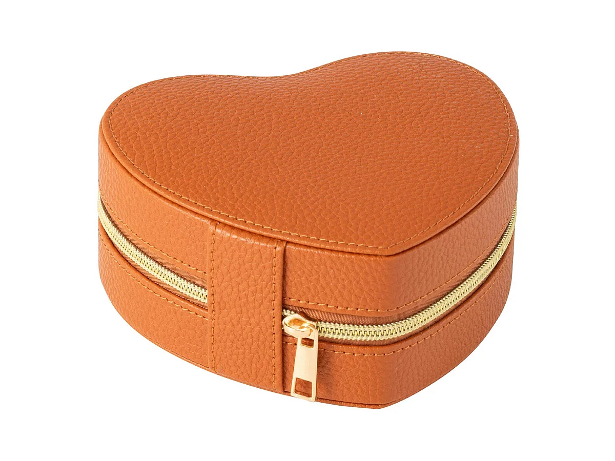 Boîte à Bijoux Cœur "Ericka" 16cm Cognac