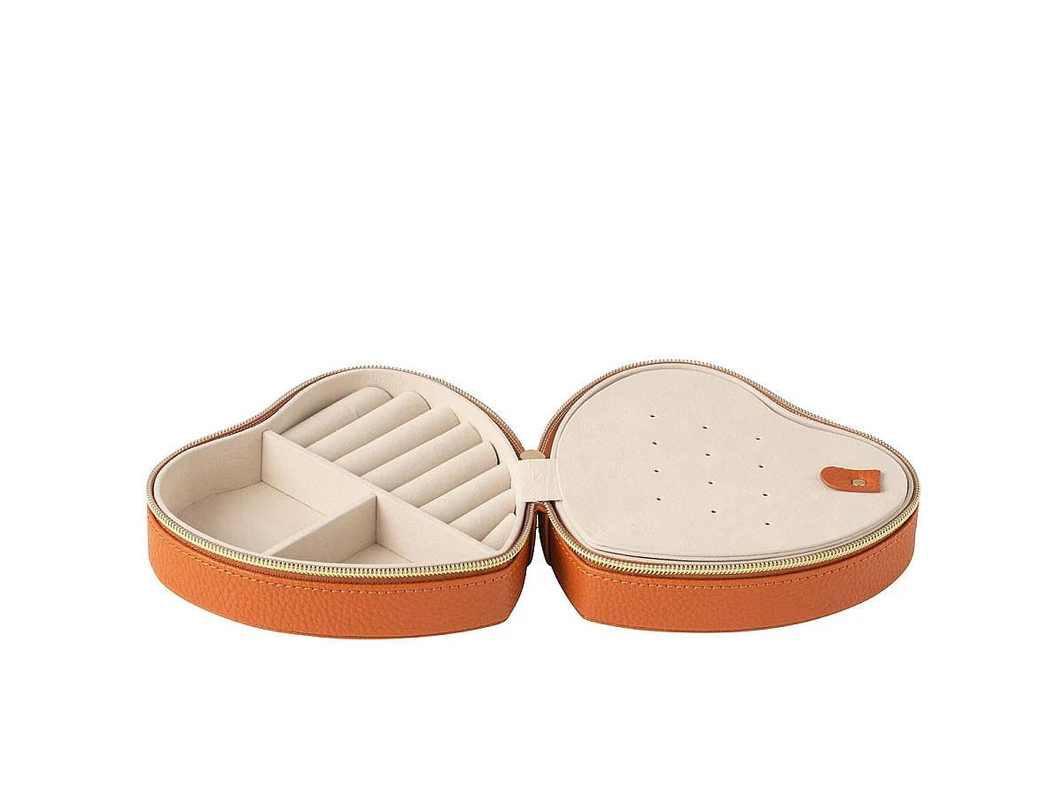 Boîte à Bijoux Cœur "Ericka" 16cm Cognac