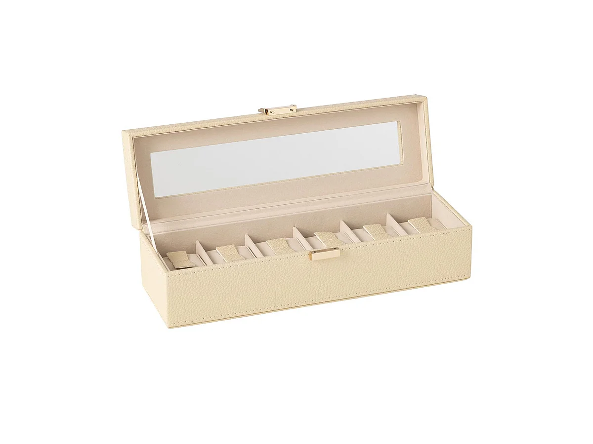 Boîte à Montres 6 Compartiments "Ericka" 34cm Beige