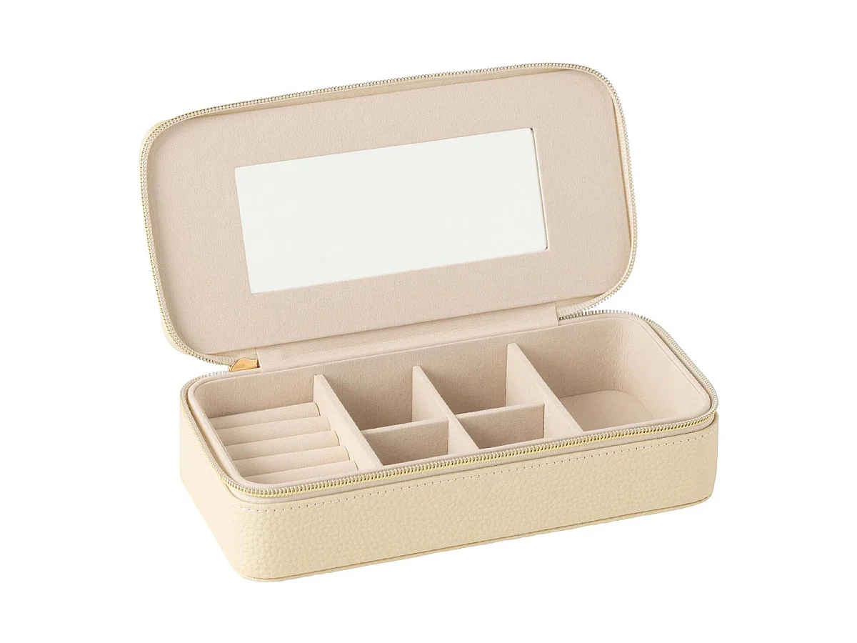 Boîte à Bijoux Avec Miroir "Ericka" 24cm Beige