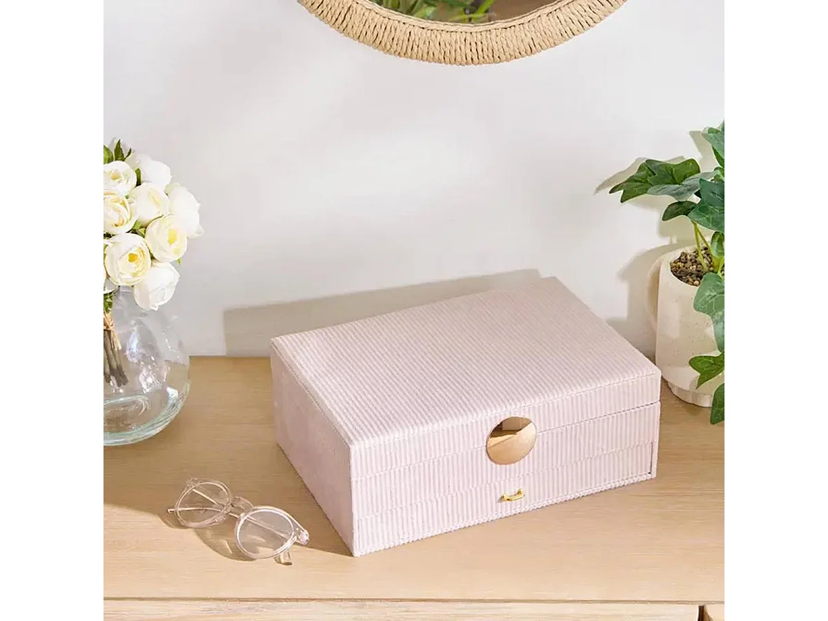 Boîte à Bijoux en Velours "Enya" 27cm Beige