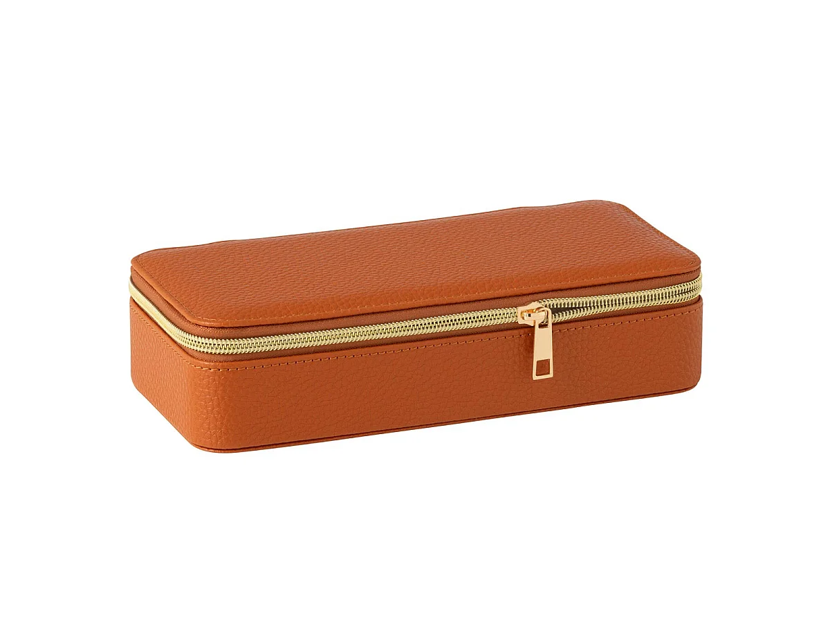 Boîte à Bijoux Avec Miroir "Ericka" 24cm Cognac