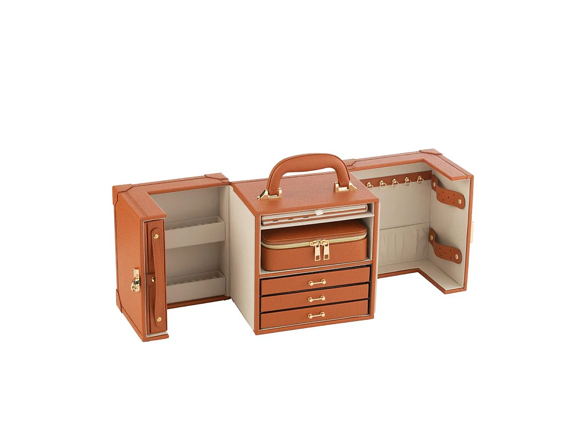 Coffret Boîte à Bijoux "Ericka" 29cm Cognac