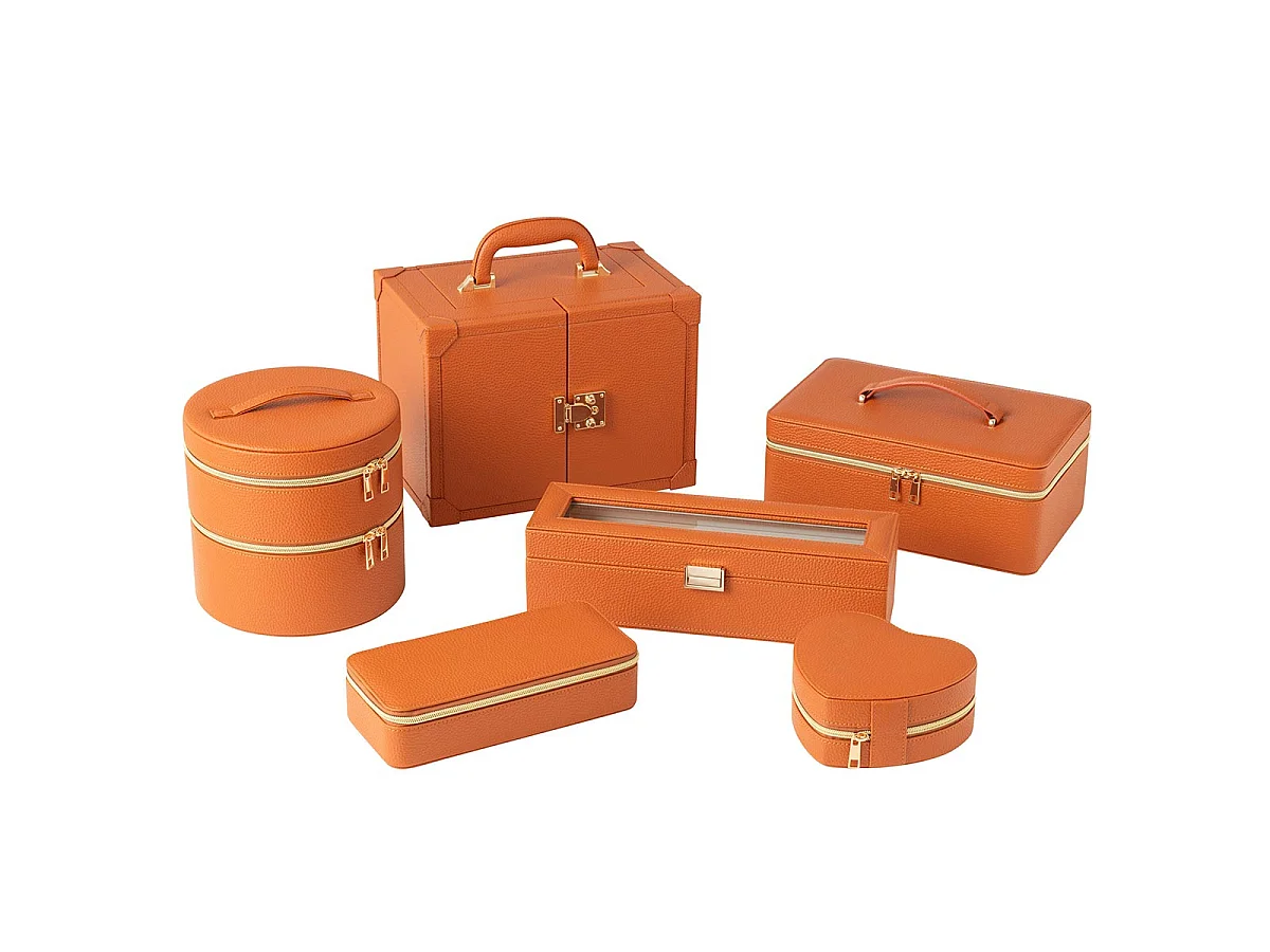 Coffret Boîte à Bijoux "Ericka" 29cm Cognac