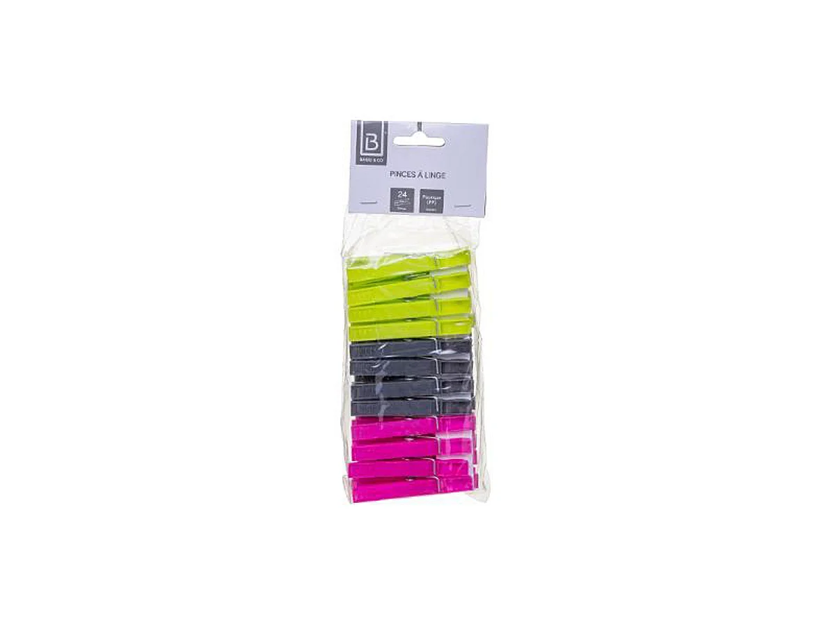 Lot de 24 Pinces à Linge "Yaziski" 7,4cm Multicolore