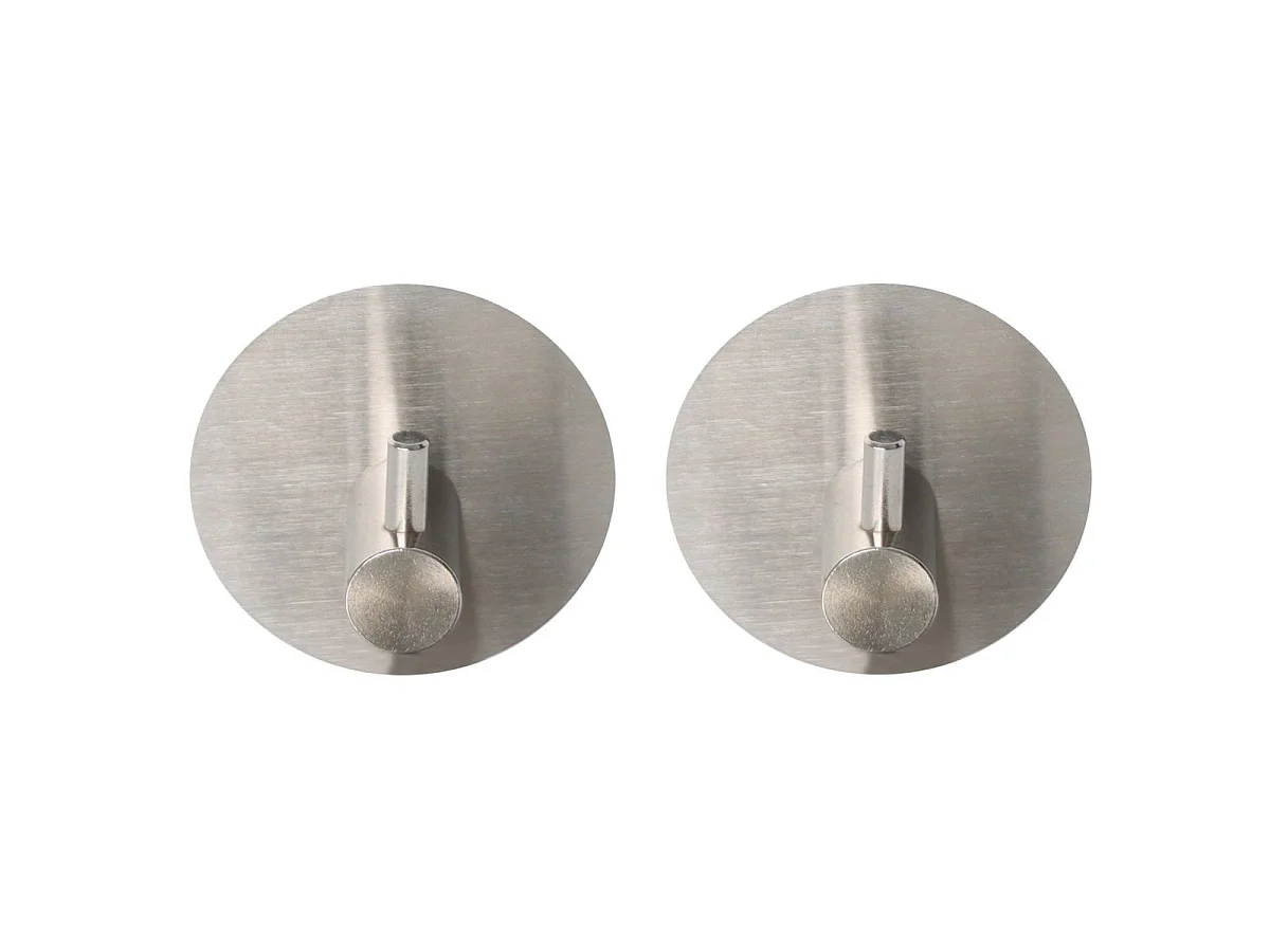 Lot de 2 Patères Adhésives Rondes "Fixeo" 5cm Chrome