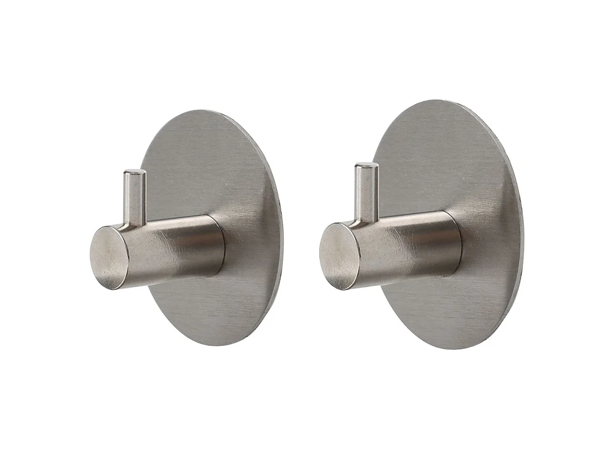 Lot de 2 Patères Adhésives Rondes "Fixeo" 5cm Chrome