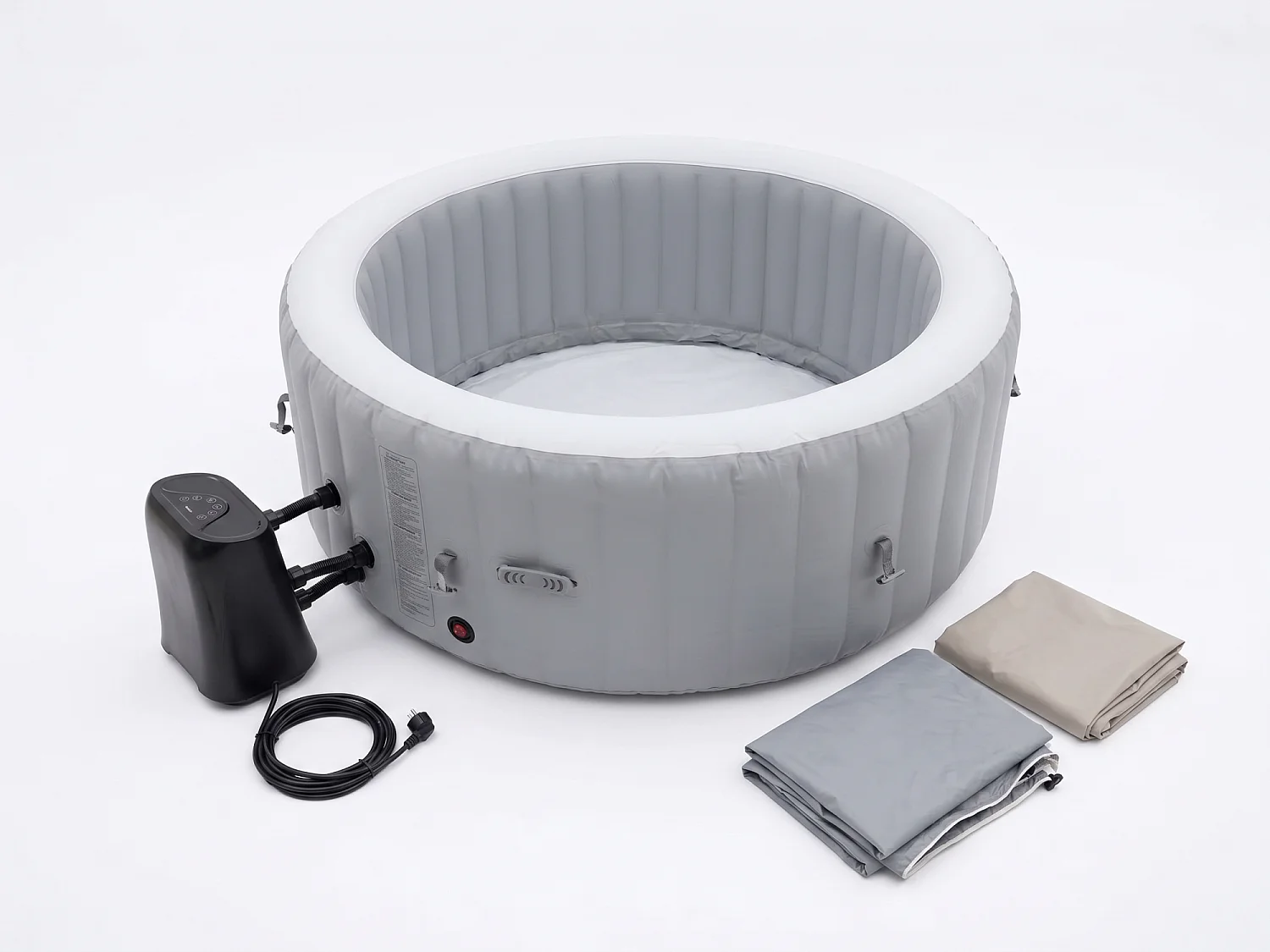 Spa gonflable 4 places - Forme ronde - SUNSHINE - Filtre et bâche inclus - Gris