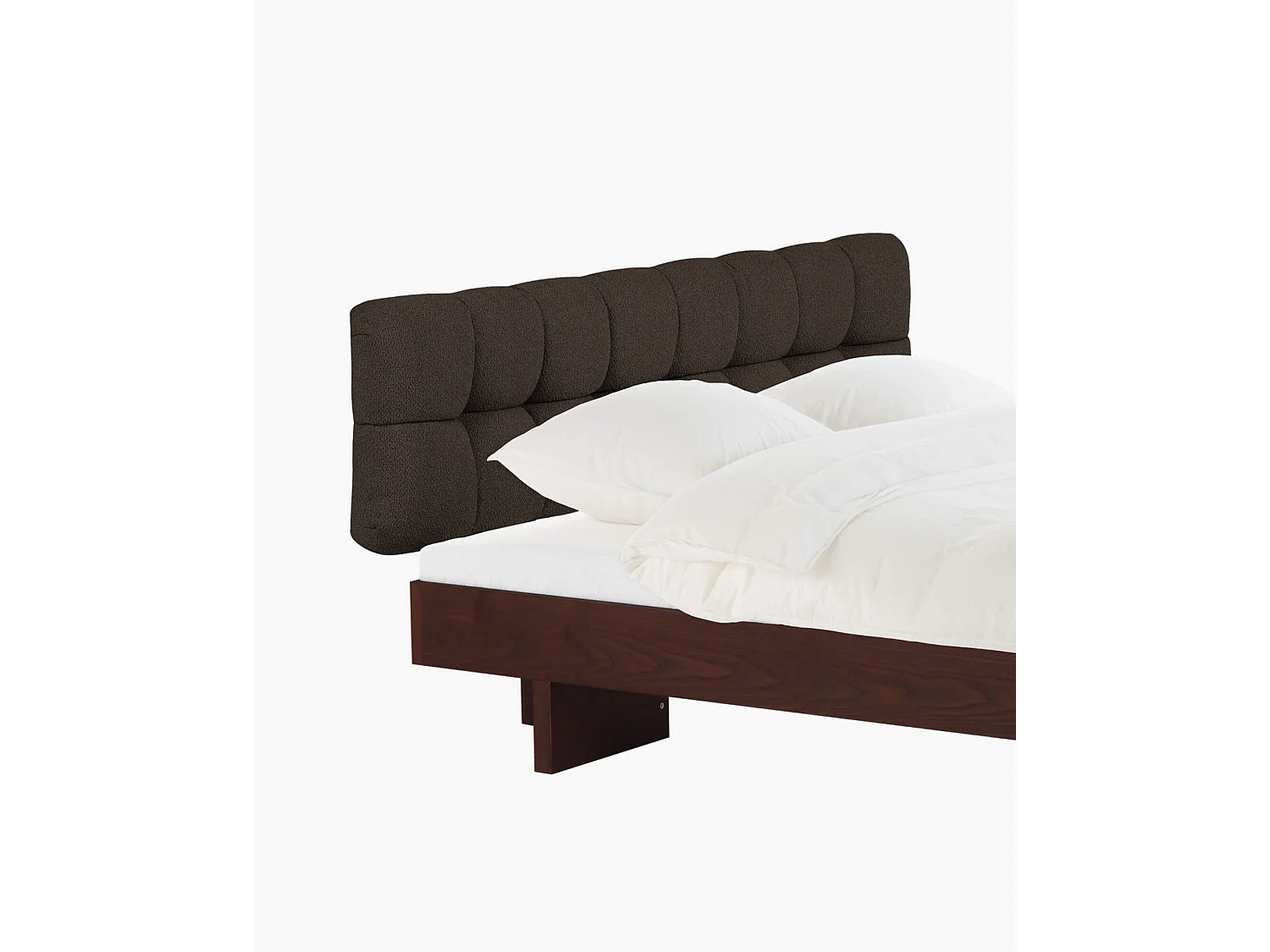 noo.ma Tête de lit Bolbi en bouclé chocolat, fixation murale, 40 cm de hauteur
