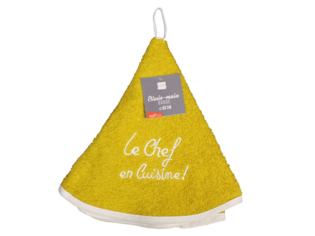 Essuie-Main Rond "Cuistot" 60cm Jaune