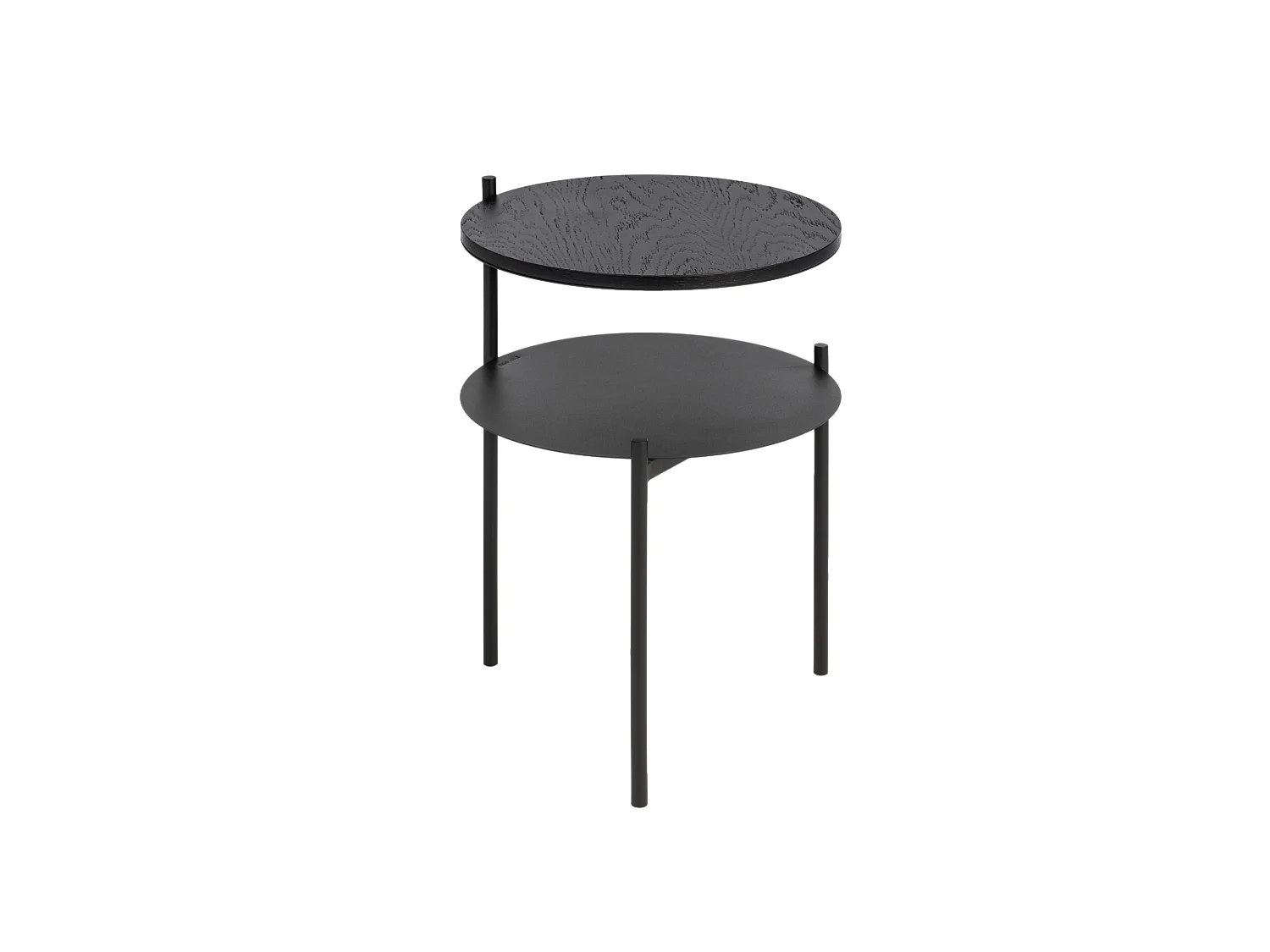 noo.ma ronde salontafel Black Oak 40x52,5 cm - modern met opbergplank