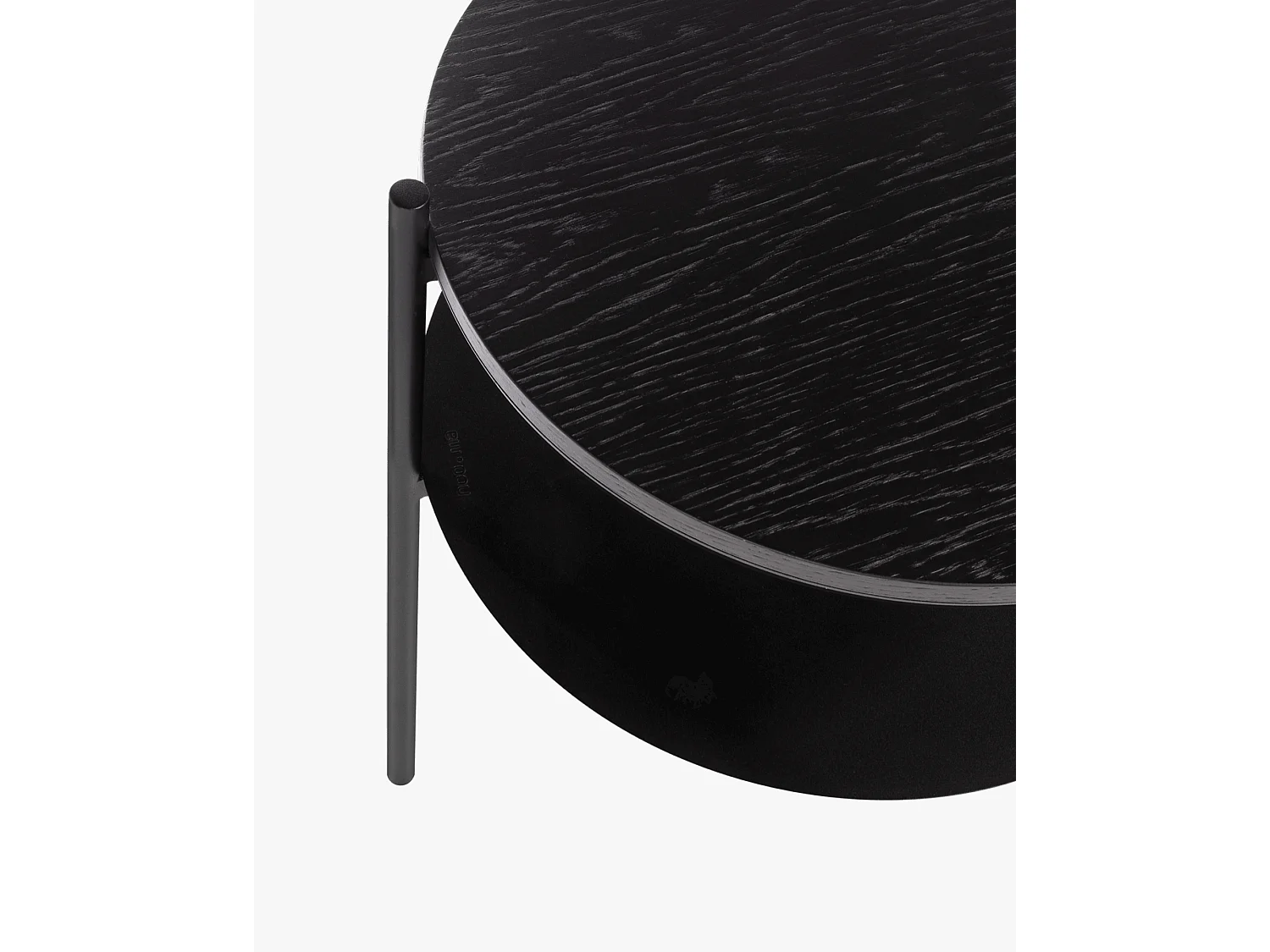 noo.ma ronde salontafel Black Oak 40x52,5 cm - modern met opbergplank