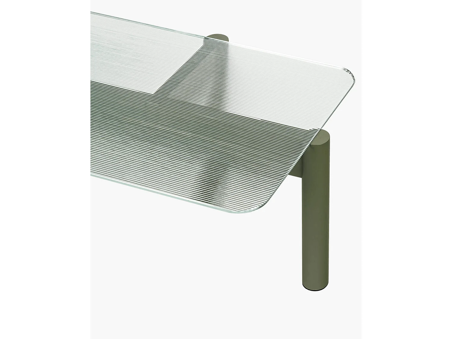 Table basse Kob - verre trempé texturé et pieds chêne massif, design minimaliste
