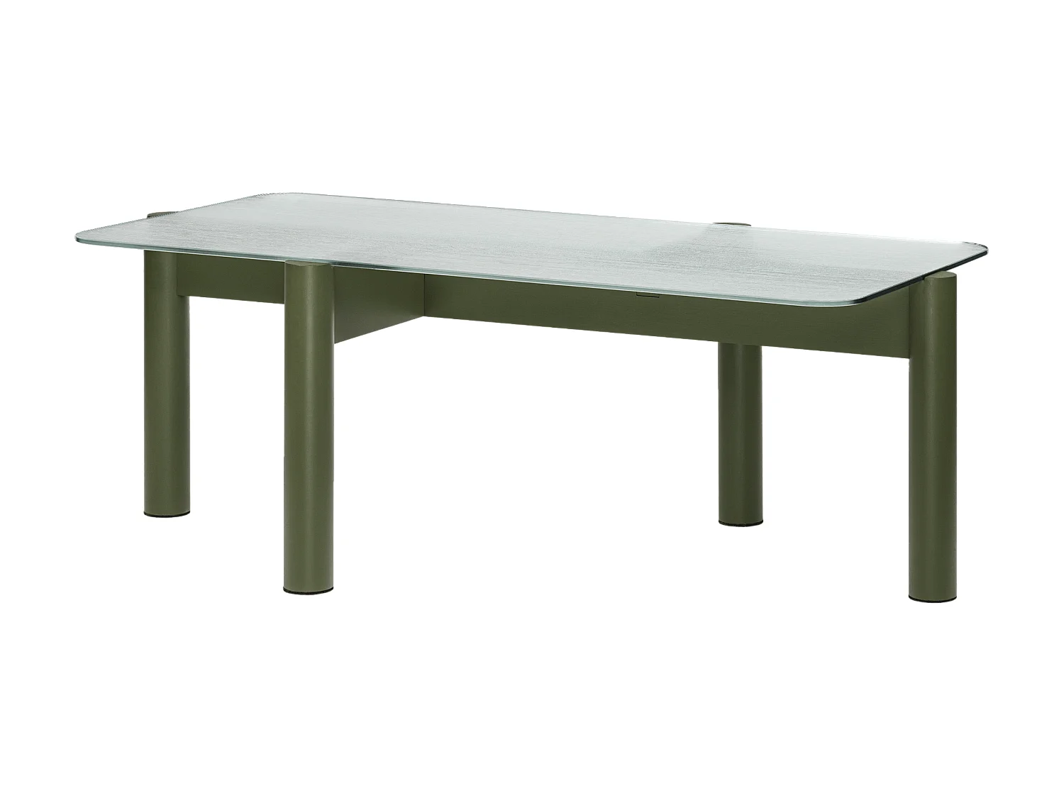 Table basse Kob - verre trempé texturé et pieds chêne massif, design minimaliste