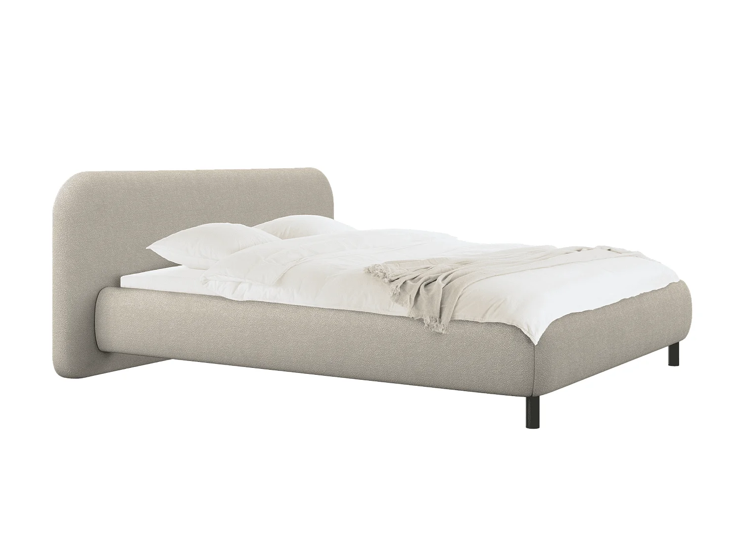 noo.ma gestoffeerd bouclé bed beige - met opbergruimte, 221x90 cm
