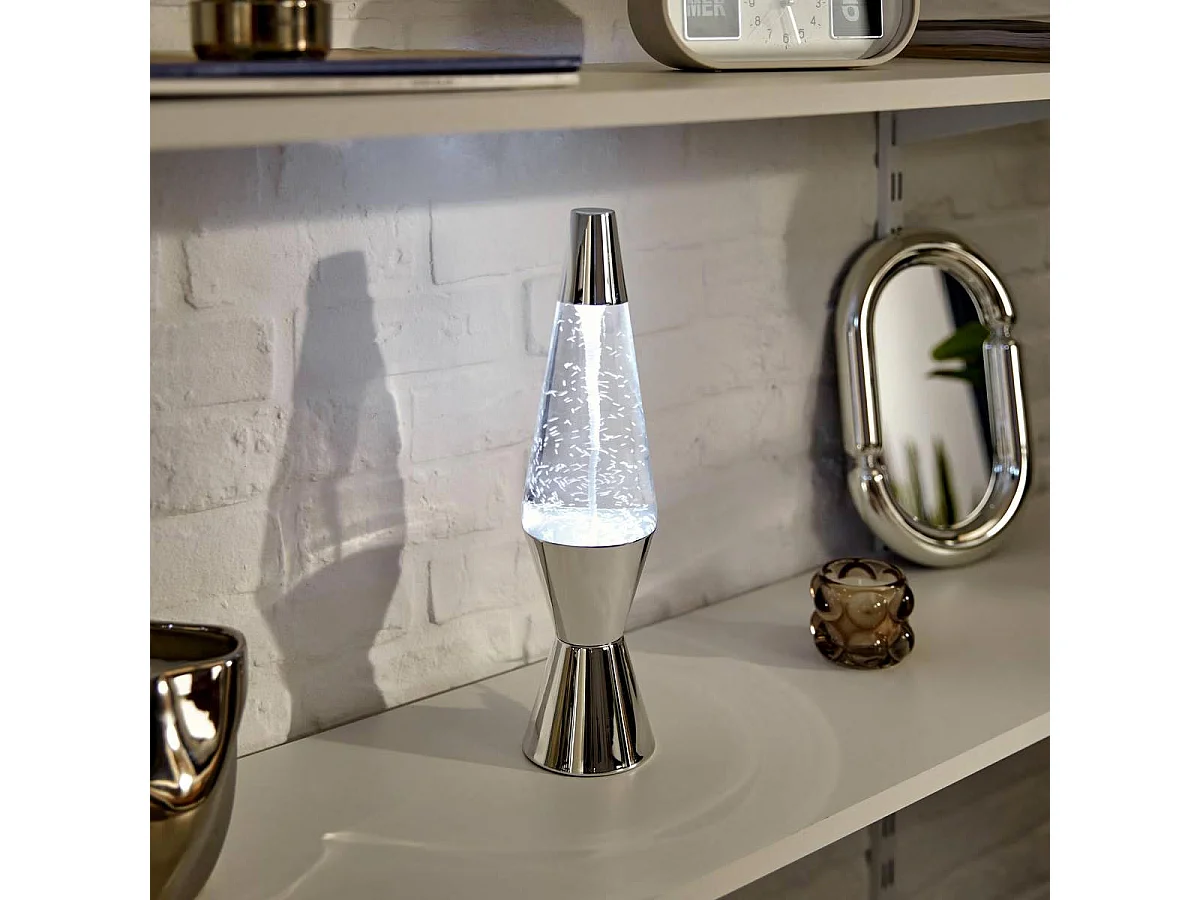 Lampe à Poser Tornade "Lava" 36cm Argent