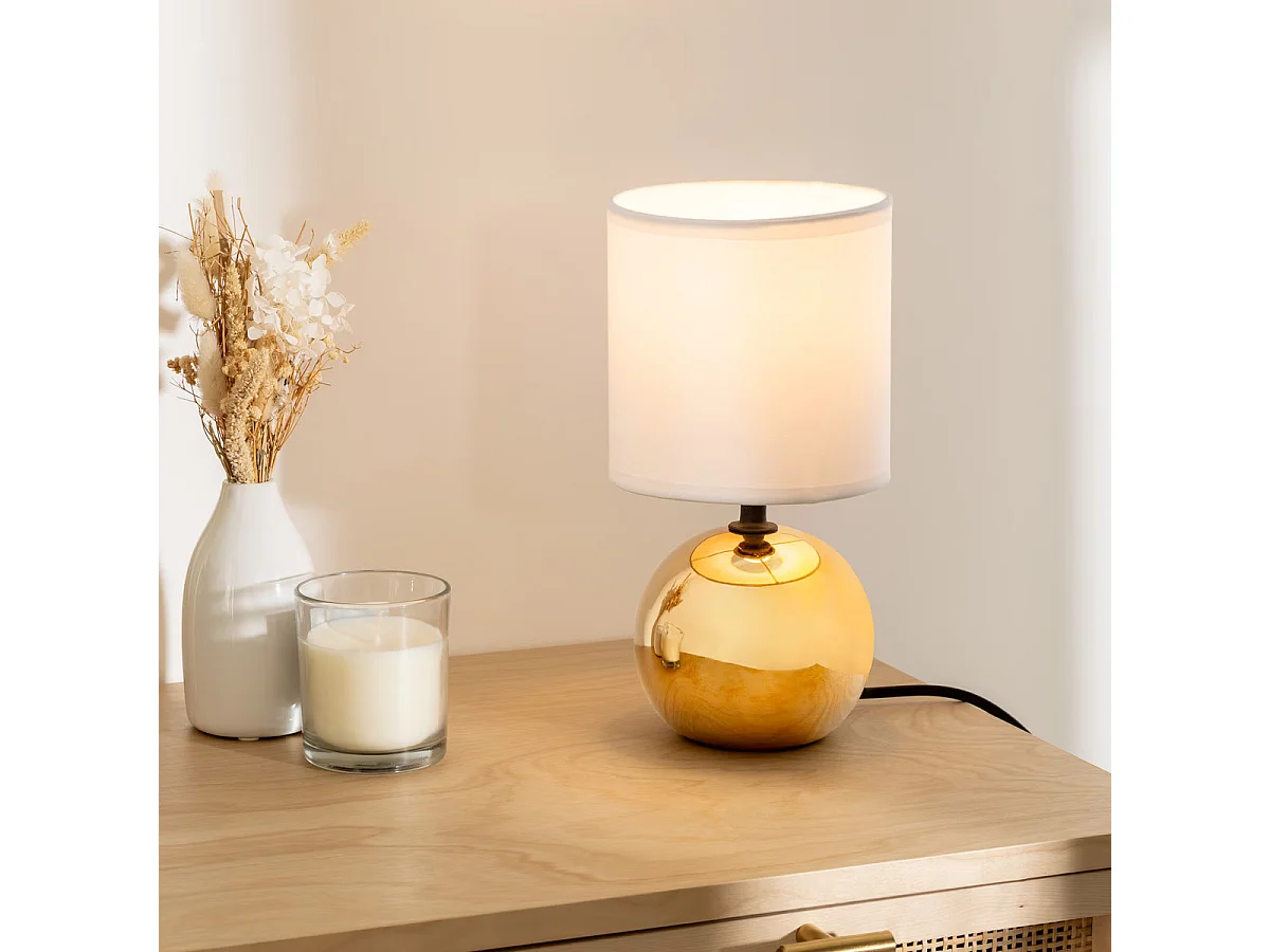 Lampe à Poser Céramique "Boule" 25cm Or