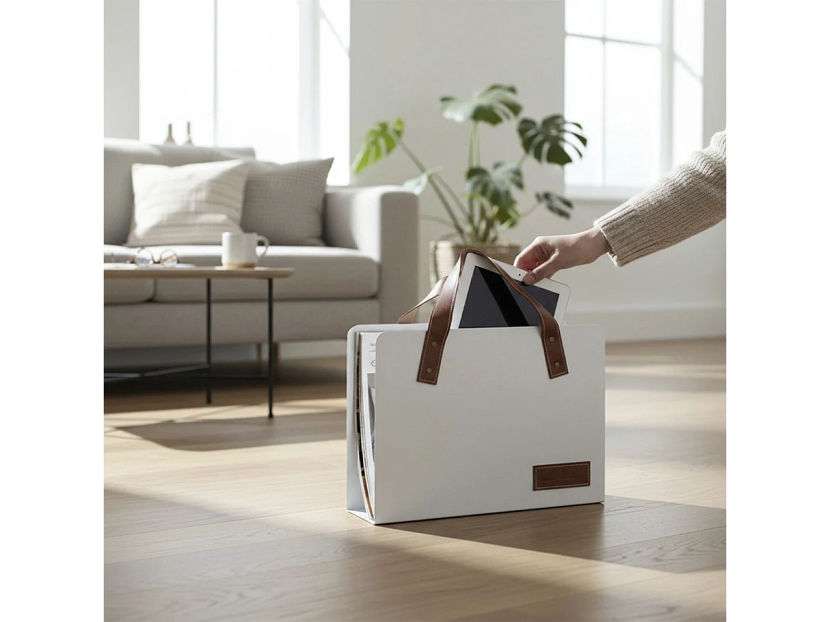 Porte-Revues Design "Bag" 38cm Blanc