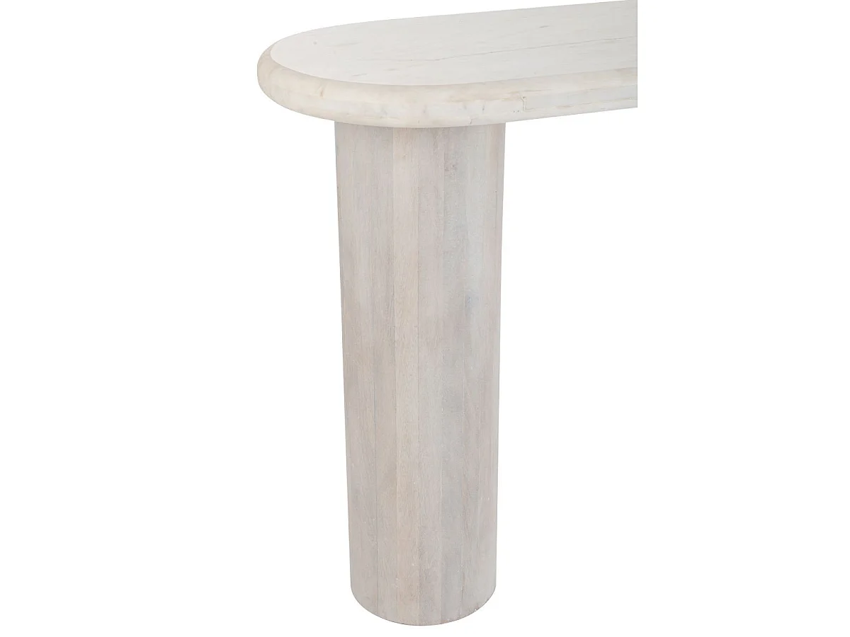 Console Ovale en Marbre "Noor" 91cm Blanc Cassé