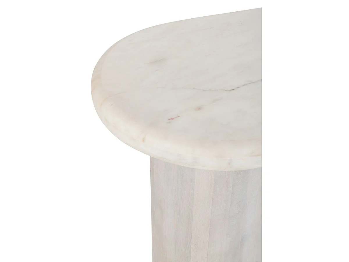 Console Ovale en Marbre "Noor" 91cm Blanc Cassé