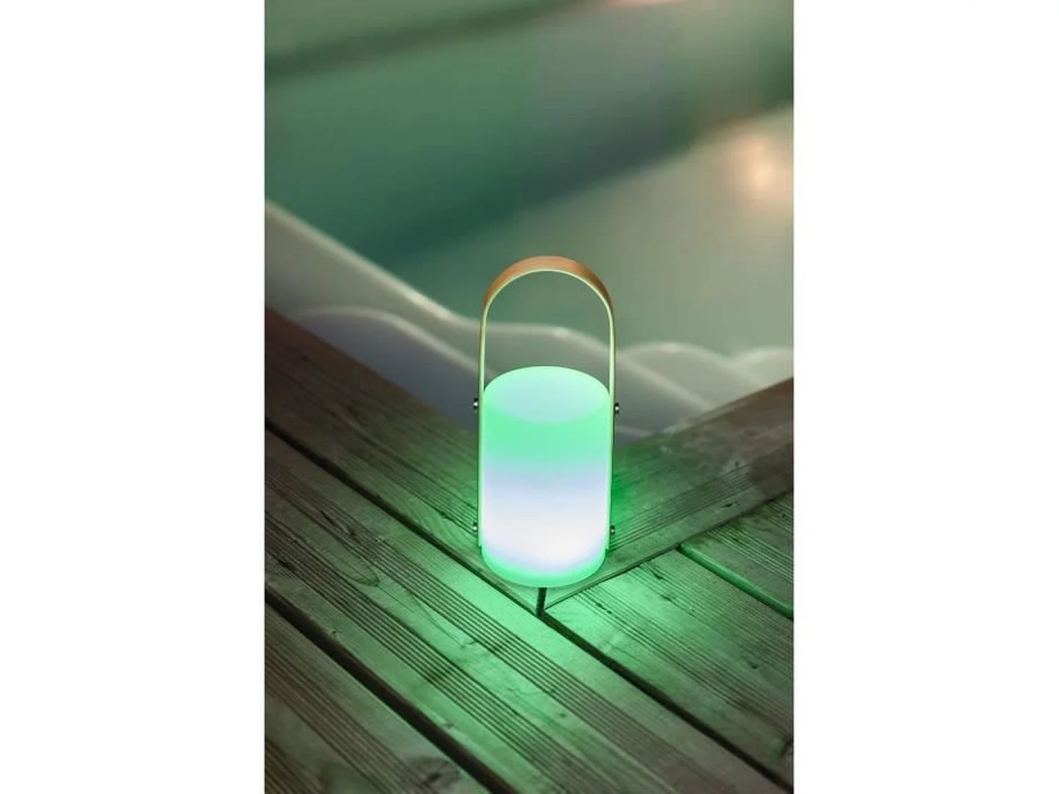 Lanterna portatile ricaricabile tramite USB GALIX Bambù/Plastica 4 LED WRGB 1500mAh Bianco