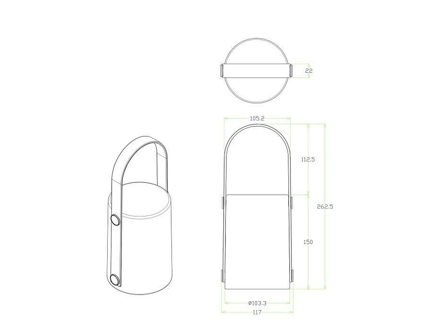 Lanterna portatile ricaricabile tramite USB GALIX Bambù/Plastica 4 LED WRGB 1500mAh Bianco