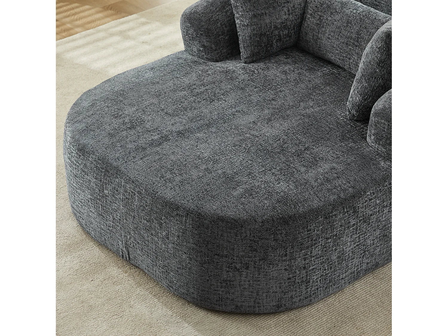 Fauteuil convertible en chaise longue d'intérieur en chenille, format surdimensionné, sans assemblage