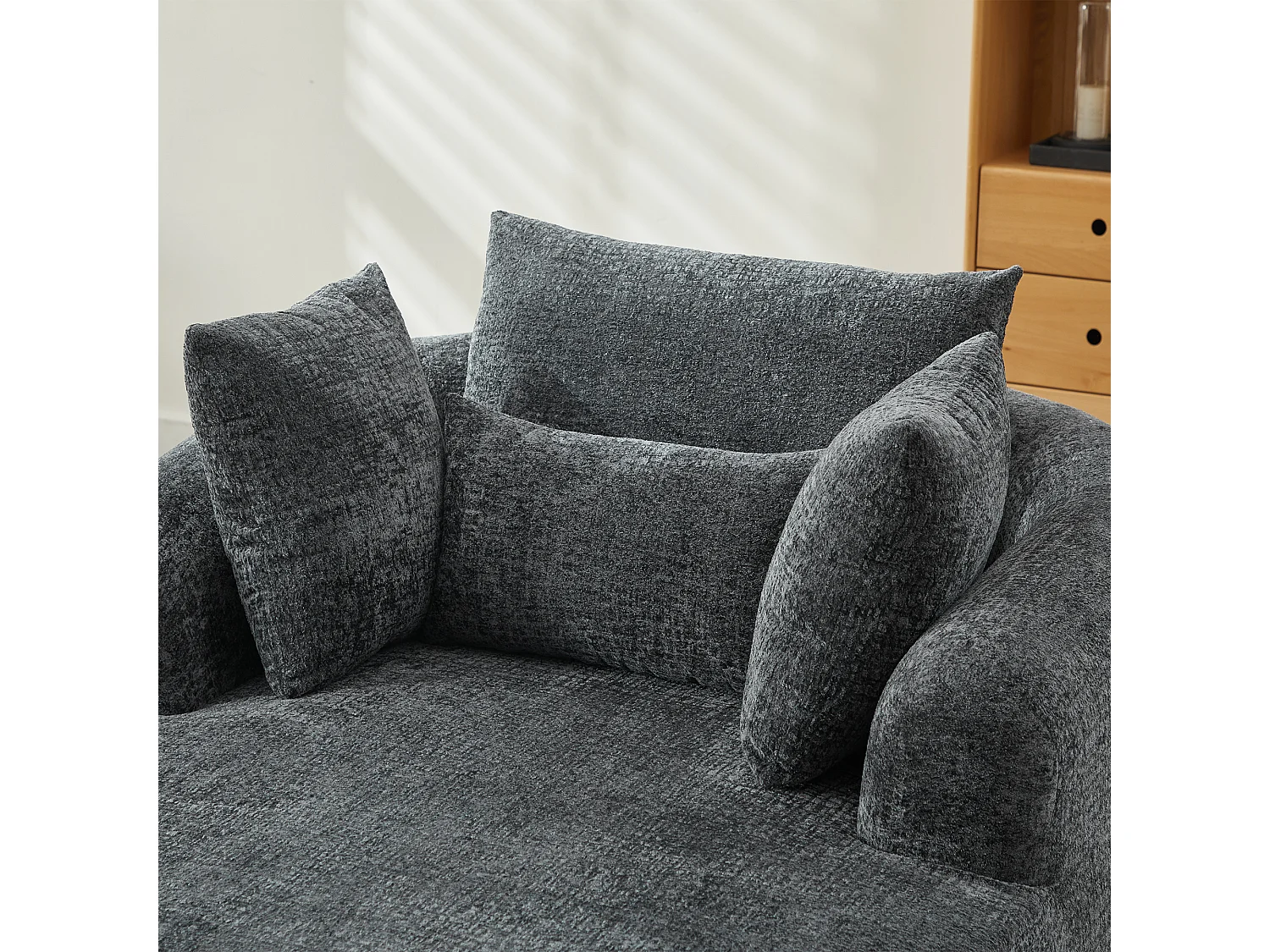 Fauteuil convertible en chaise longue d'intérieur en chenille, format surdimensionné, sans assemblage