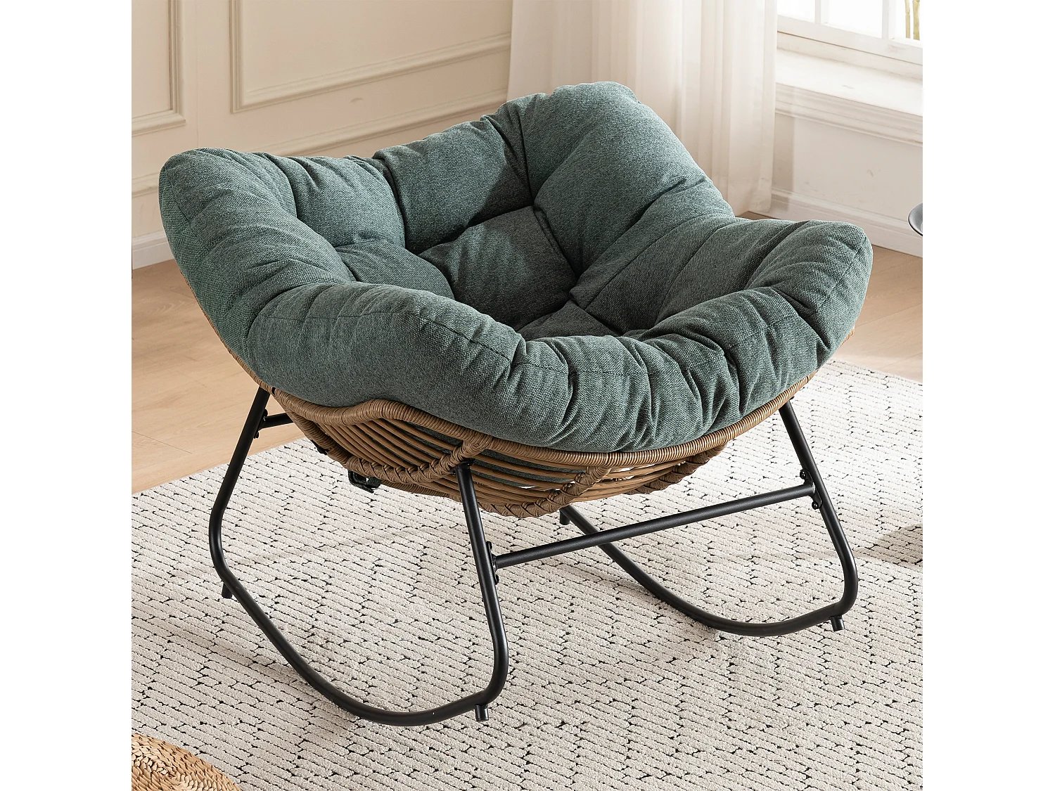 Chaise à bascule, fauteuil d'appoint en chenille, chaise à bascule moderne pour chambre de bébé, salon ou appartement.