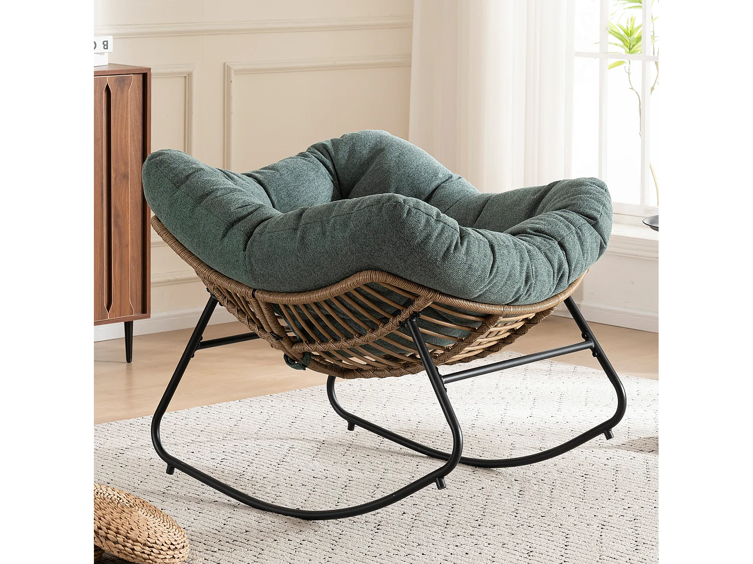 Chaise à bascule, fauteuil d'appoint en chenille, chaise à bascule moderne pour chambre de bébé, salon ou appartement.
