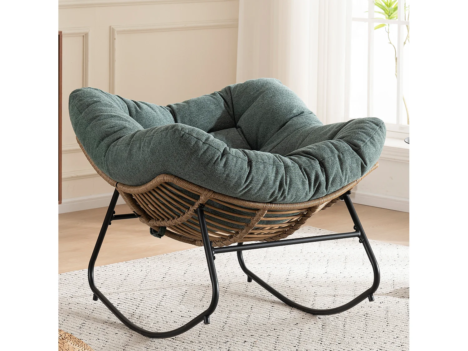 Chaise à bascule, fauteuil d'appoint en chenille, chaise à bascule moderne pour chambre de bébé, salon ou appartement.