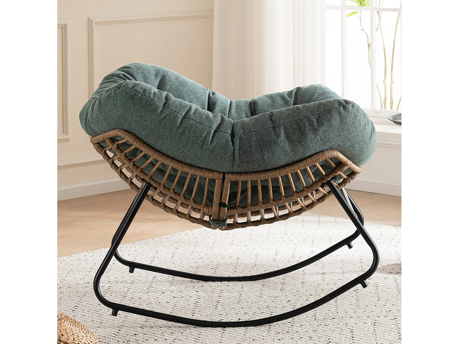 Chaise à bascule, fauteuil d'appoint en chenille, chaise à bascule moderne pour chambre de bébé, salon ou appartement.