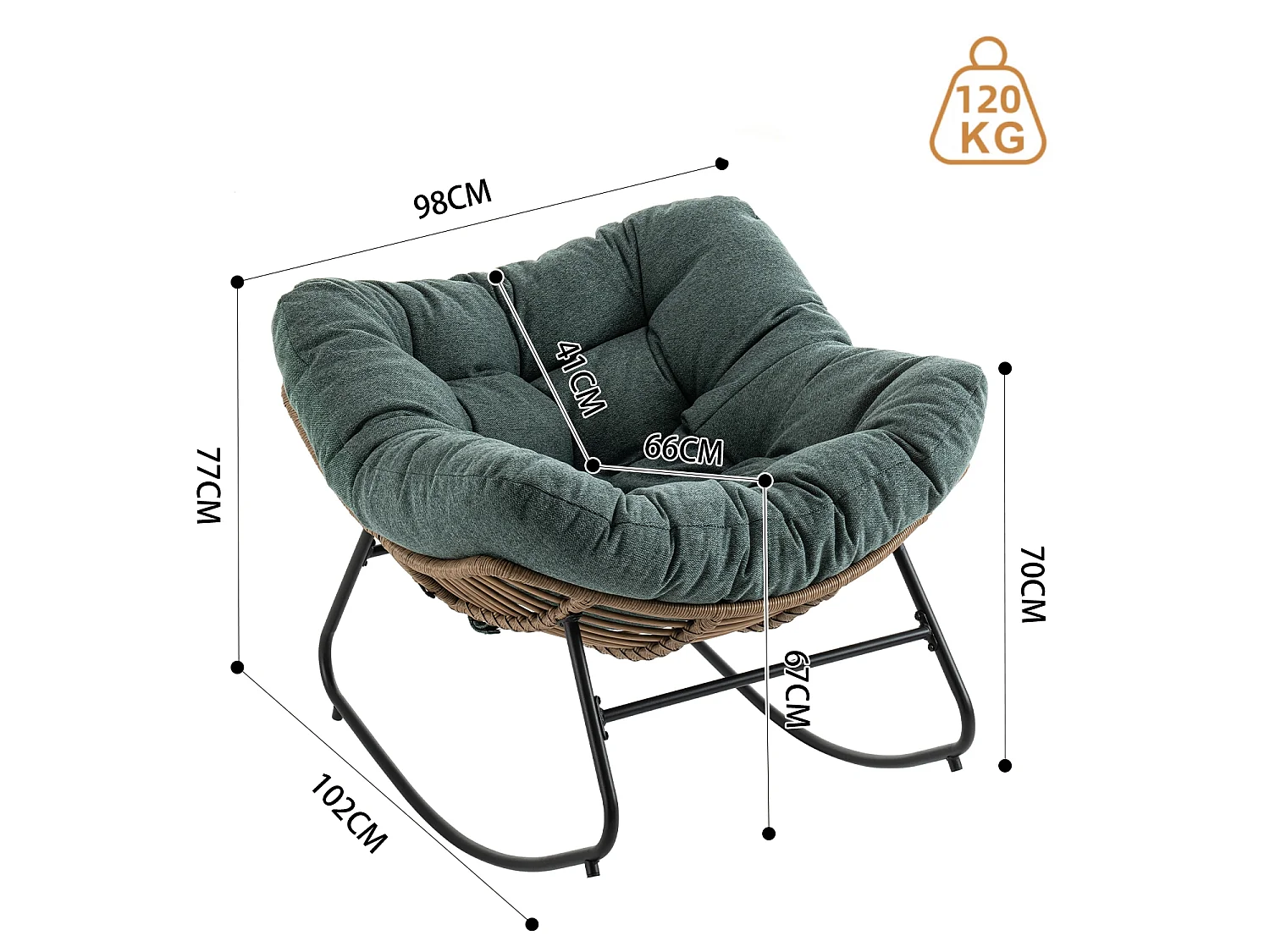 Chaise à bascule, fauteuil d'appoint en chenille, chaise à bascule moderne pour chambre de bébé, salon ou appartement.