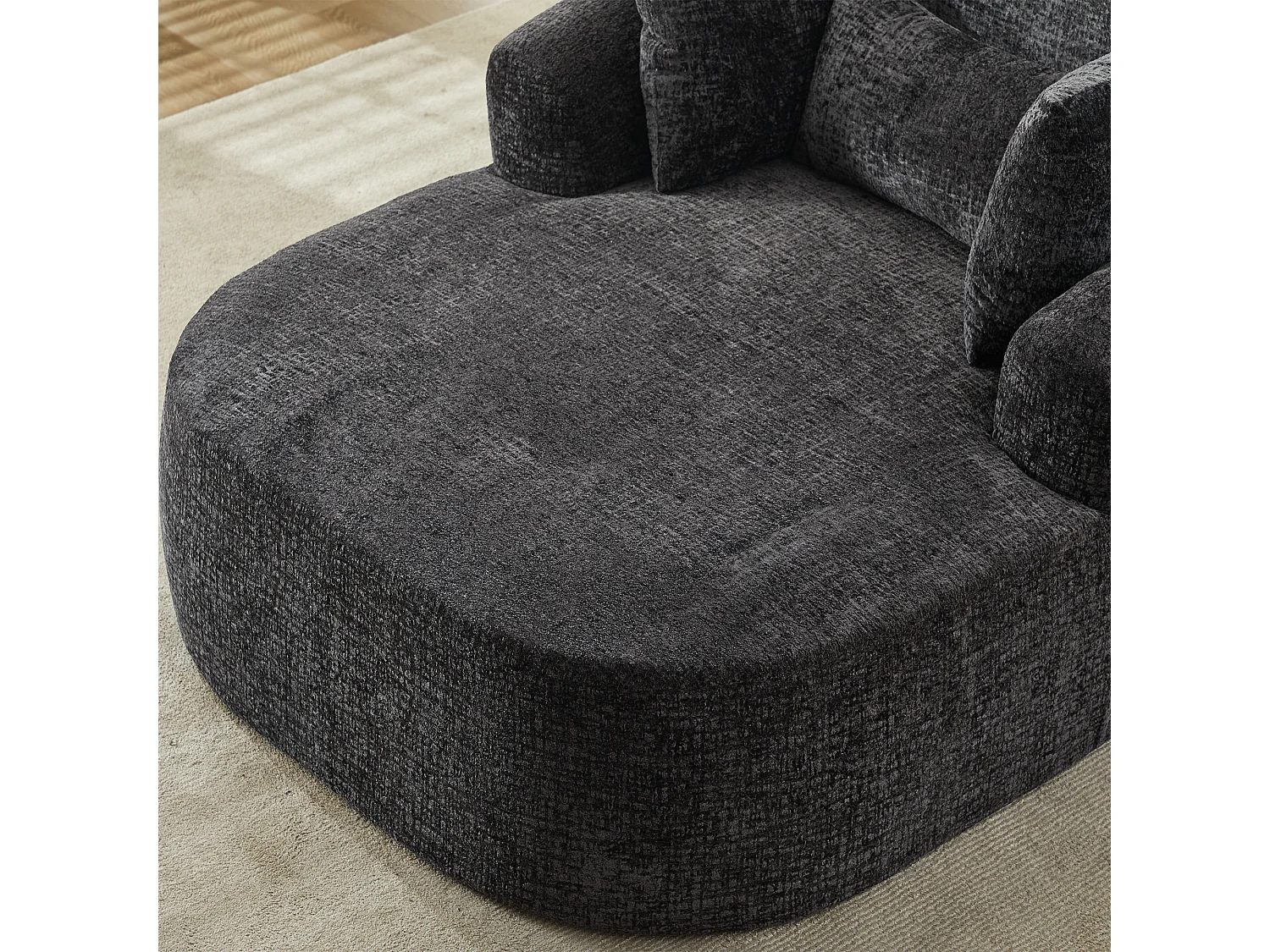 Fauteuil convertible en chaise longue d'intérieur en chenille, format surdimensionné, sans assemblage