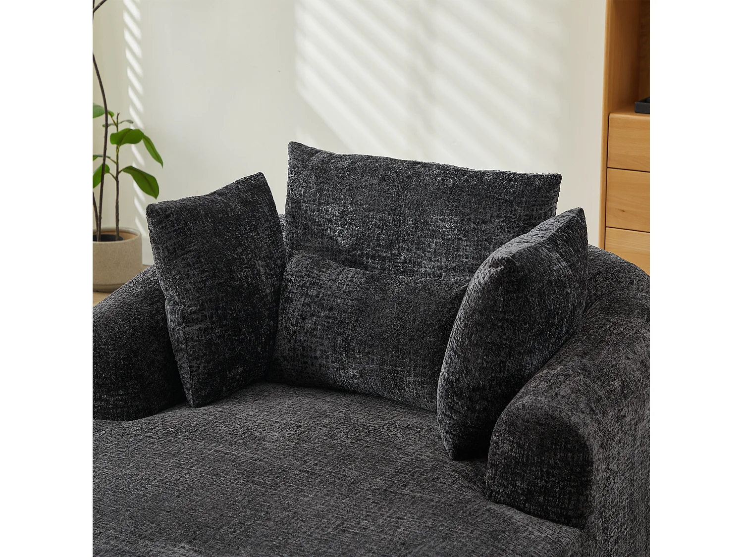 Fauteuil convertible en chaise longue d'intérieur en chenille, format surdimensionné, sans assemblage