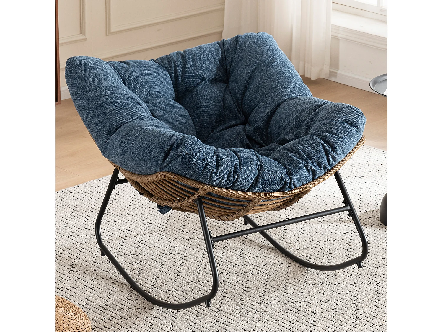 Chaise à bascule, fauteuil d'appoint en chenille, chaise à bascule moderne pour chambre de bébé, salon ou appartement.
