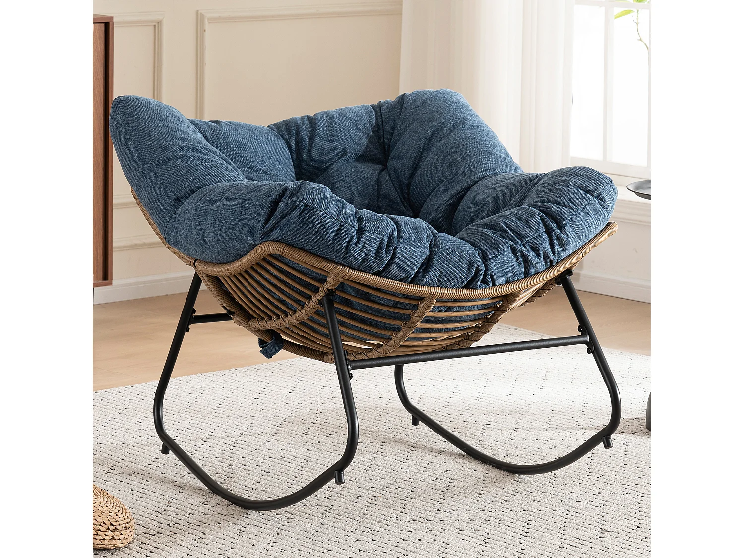 Chaise à bascule, fauteuil d'appoint en chenille, chaise à bascule moderne pour chambre de bébé, salon ou appartement.
