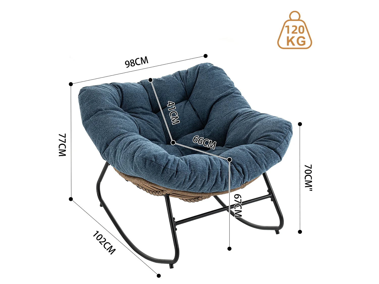 Chaise à bascule, fauteuil d'appoint en chenille, chaise à bascule moderne pour chambre de bébé, salon ou appartement.