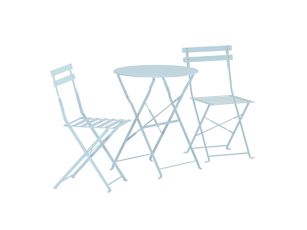 Ensemble Table de Jardin & 2 Chaises "Tao" 71cm Bleu