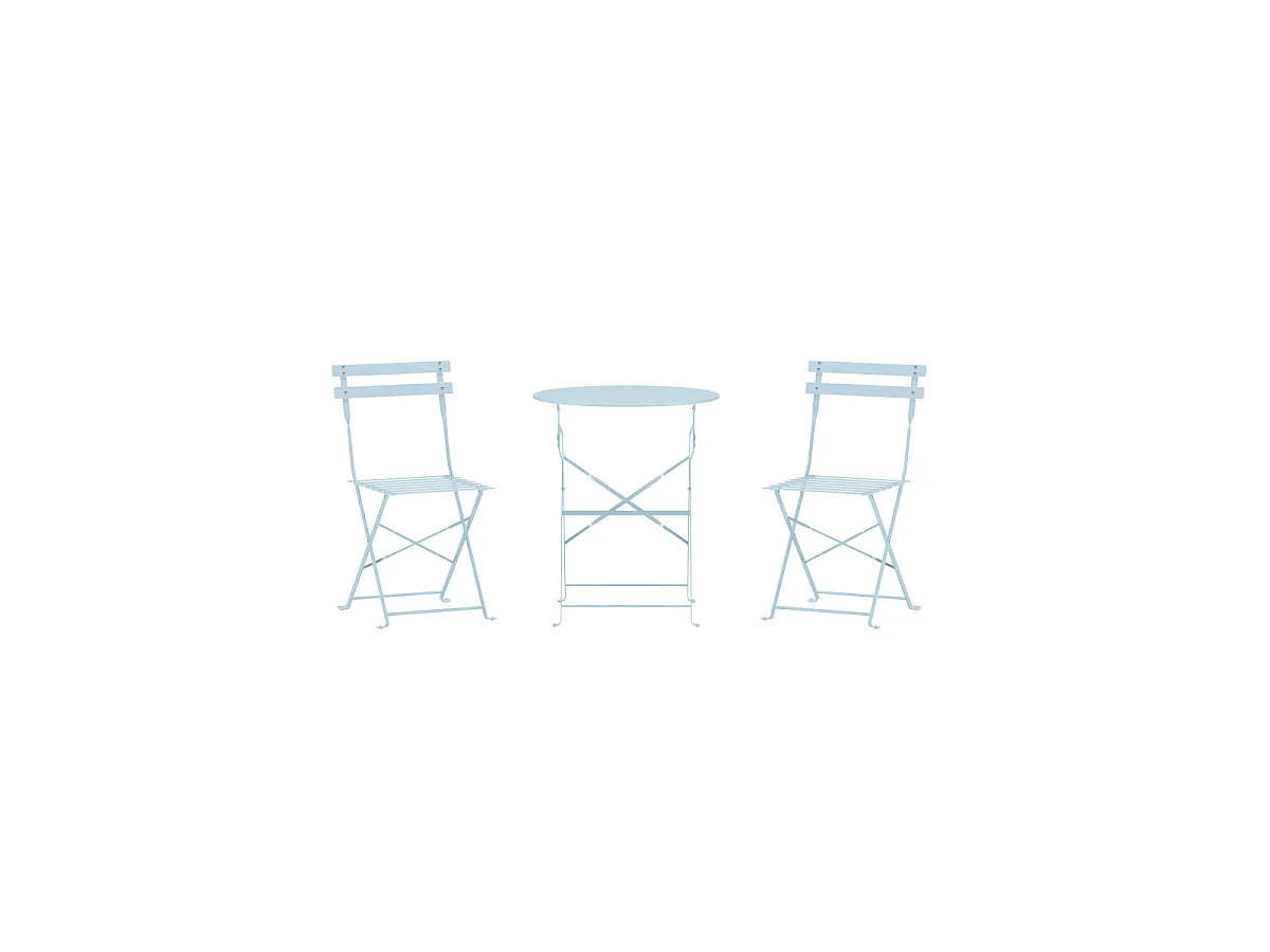 Ensemble Table de Jardin & 2 Chaises "Tao" 71cm Bleu