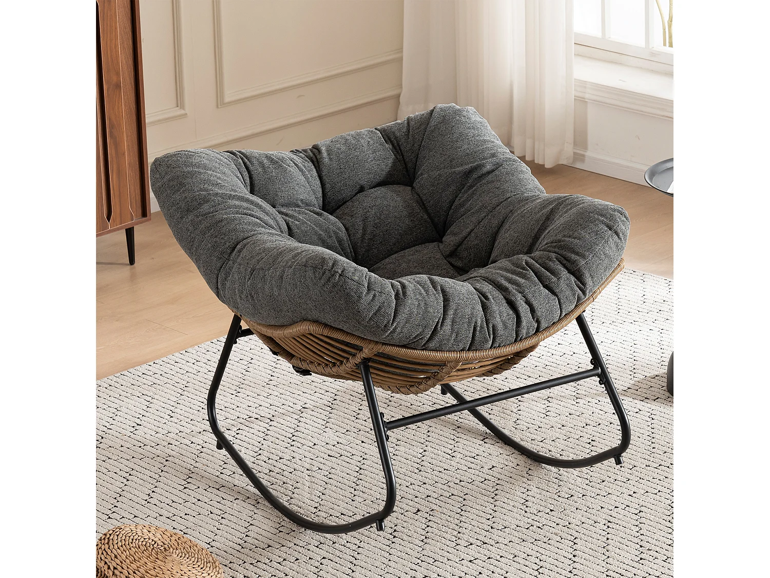 Chaise à bascule, fauteuil d'appoint en chenille, chaise à bascule moderne pour chambre de bébé, salon ou appartement.