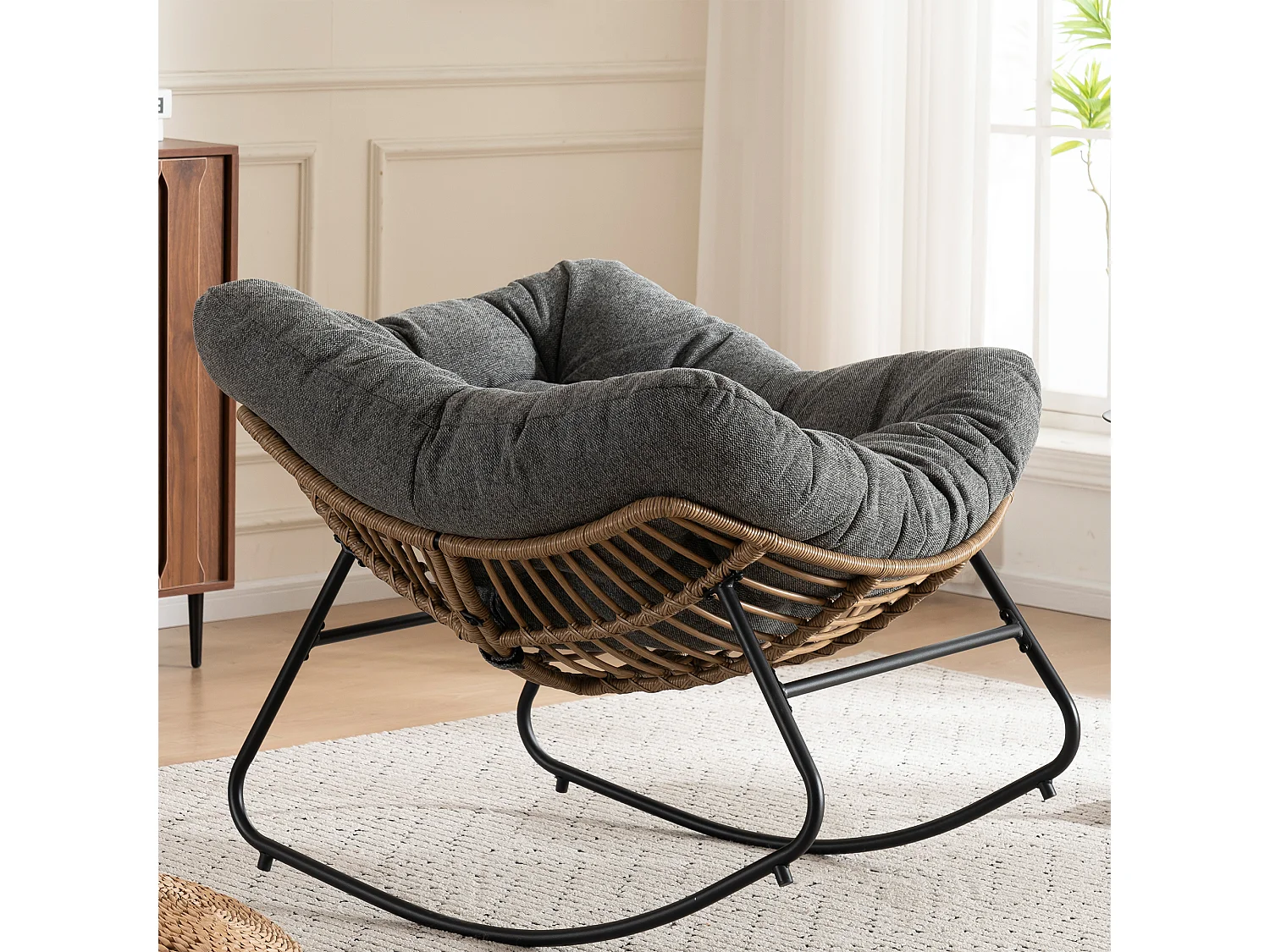 Chaise à bascule, fauteuil d'appoint en chenille, chaise à bascule moderne pour chambre de bébé, salon ou appartement.