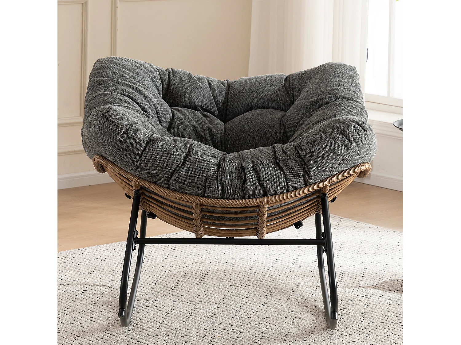 Chaise à bascule, fauteuil d'appoint en chenille, chaise à bascule moderne pour chambre de bébé, salon ou appartement.
