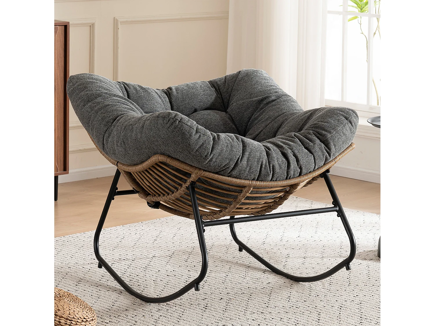 Chaise à bascule, fauteuil d'appoint en chenille, chaise à bascule moderne pour chambre de bébé, salon ou appartement.