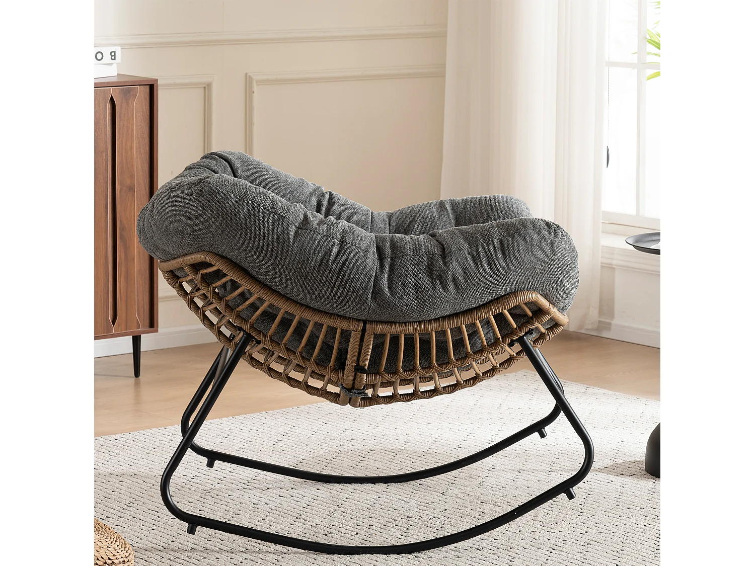Chaise à bascule, fauteuil d'appoint en chenille, chaise à bascule moderne pour chambre de bébé, salon ou appartement.