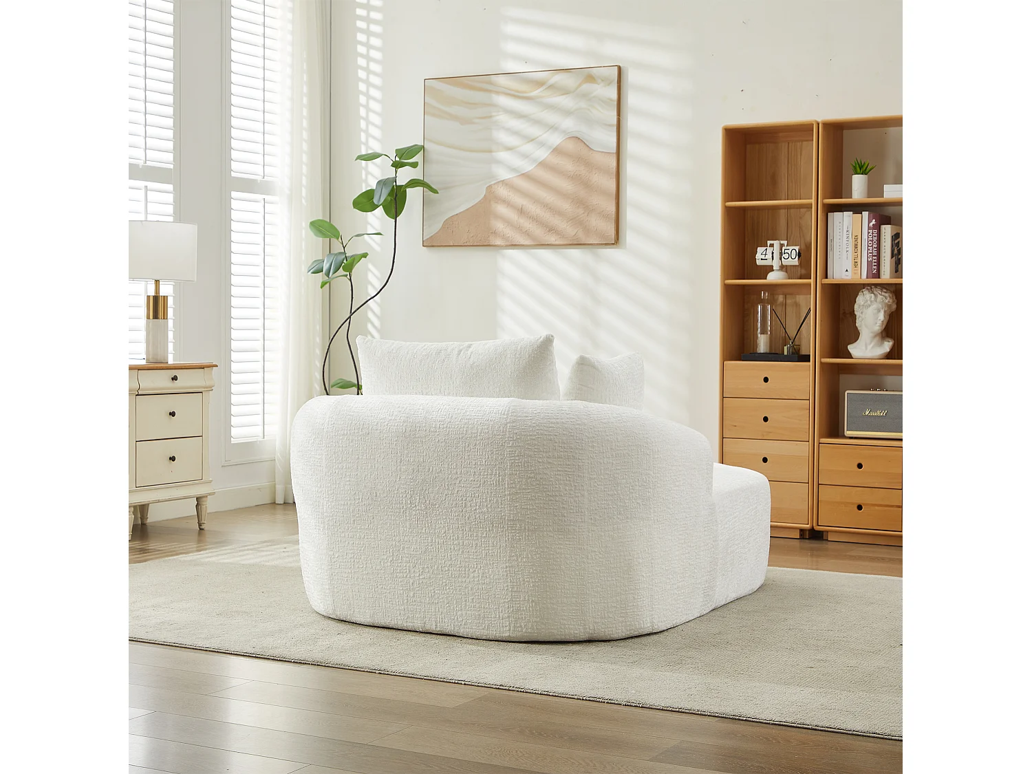 Fauteuil convertible en chaise longue d'intérieur en chenille, format surdimensionné, sans assemblage